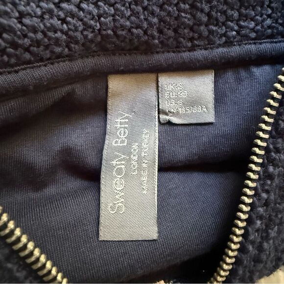 Sweaty Betty Peaceful Ribbed Half Zip Navy Blue Sweatshirt Women's size Small - Picture 14 of 15